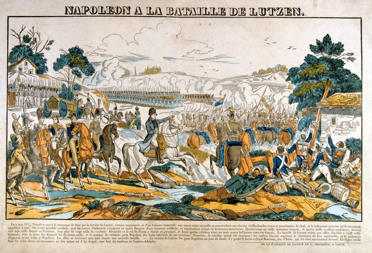 Napoleón en la Batalla de Lutzen, 2 de mayo, 1813 de Unbekannt