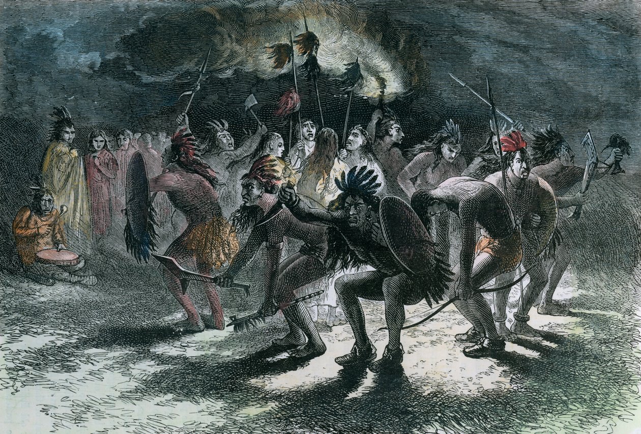 Danza del cuero cabelludo de los nativos americanos, c. 1875 de Unbekannt