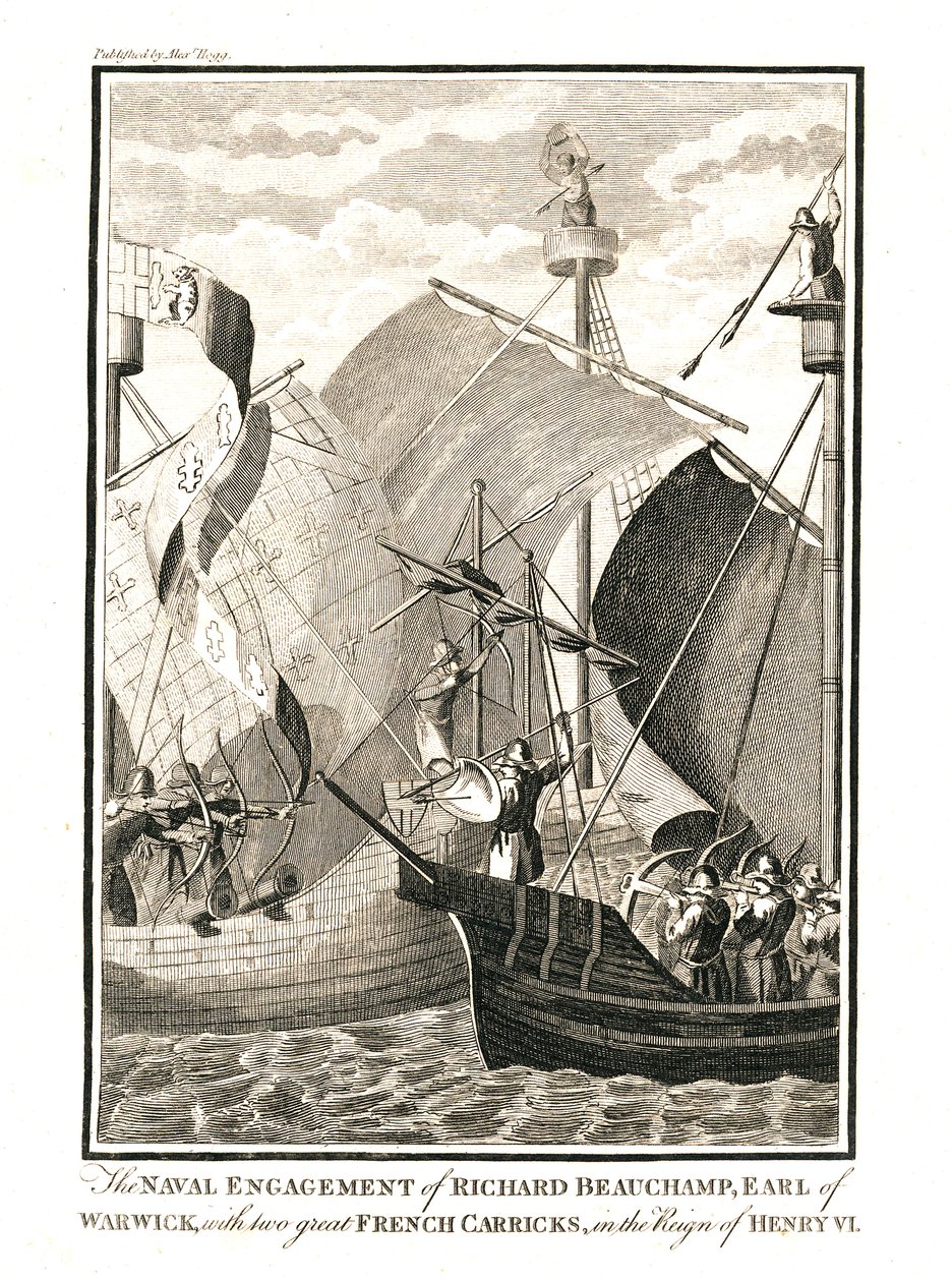 Compromiso naval contra dos grandes carracas francesas por Richard Beauchamp, conde de Warwick de Unbekannt