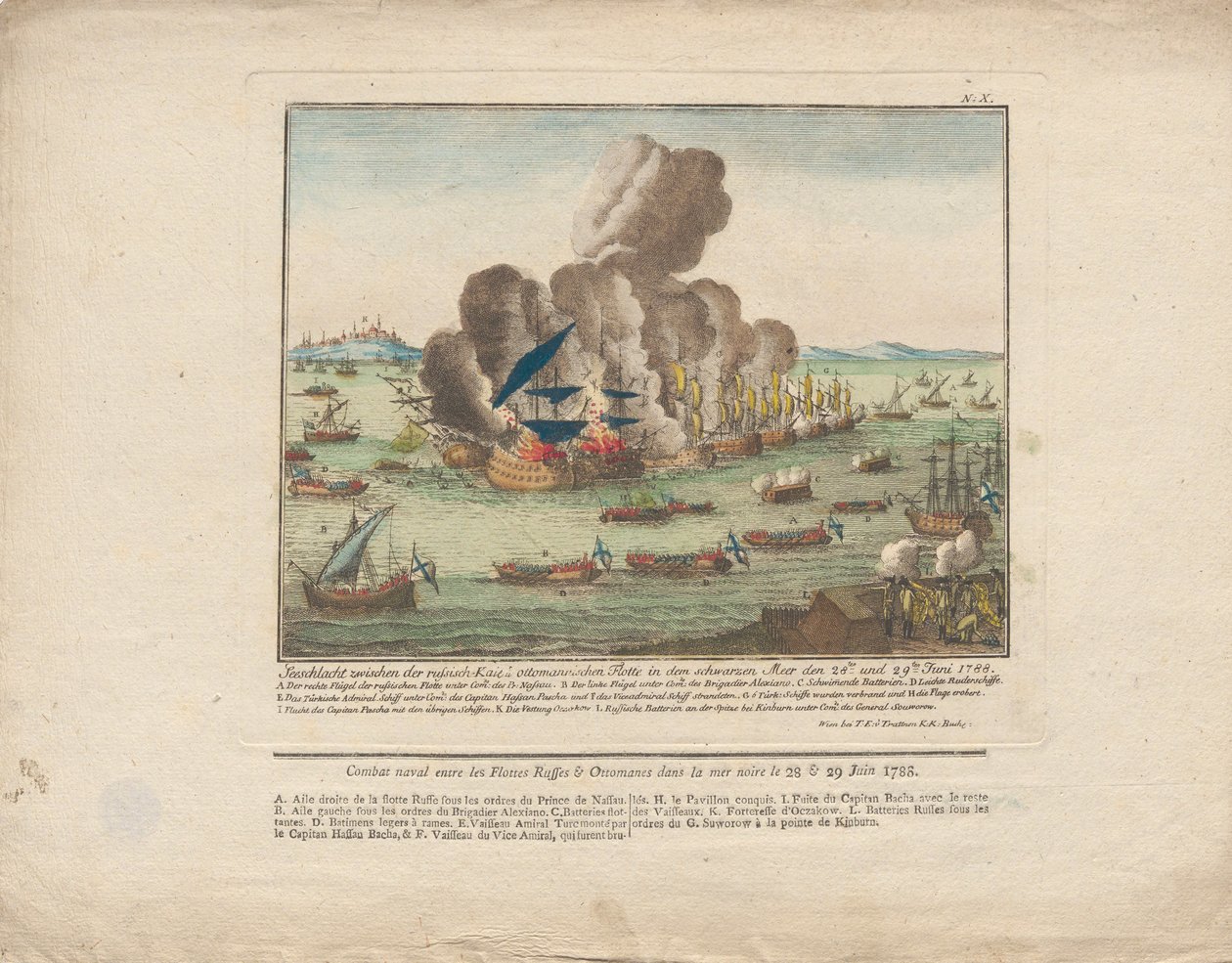 Batalla naval entre la flota rusa y otomana en el Mar Negro el 28 y 29 de junio de 1788 de Unbekannt