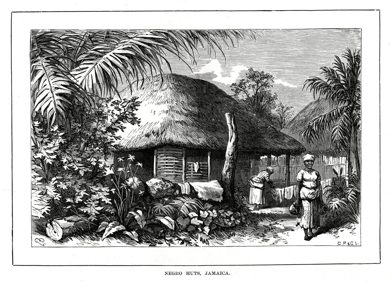 Cabañas de negros, Jamaica, siglo XIX de Unbekannt