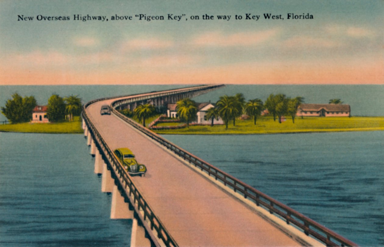 Nueva Carretera de Ultramar, sobre Pigeon Key, hacia Key West, Florida, c1940s de Unbekannt