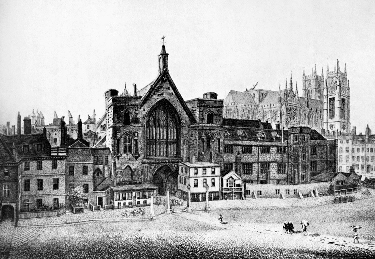 New Palace Yard, Westminster, en el siglo XVIII, c. 1905 de Unbekannt