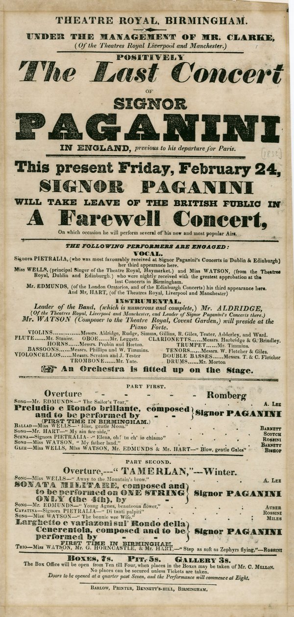 Niccolo Paganini - cartel de Unbekannt