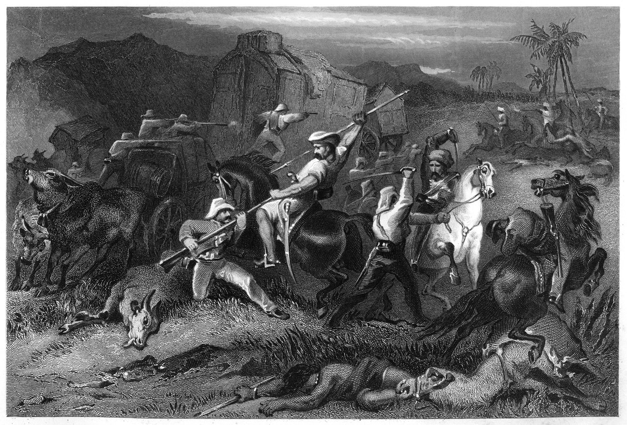 Salida nocturna y ataque a los carros de equipaje, 1857, c. 1860 de Unbekannt
