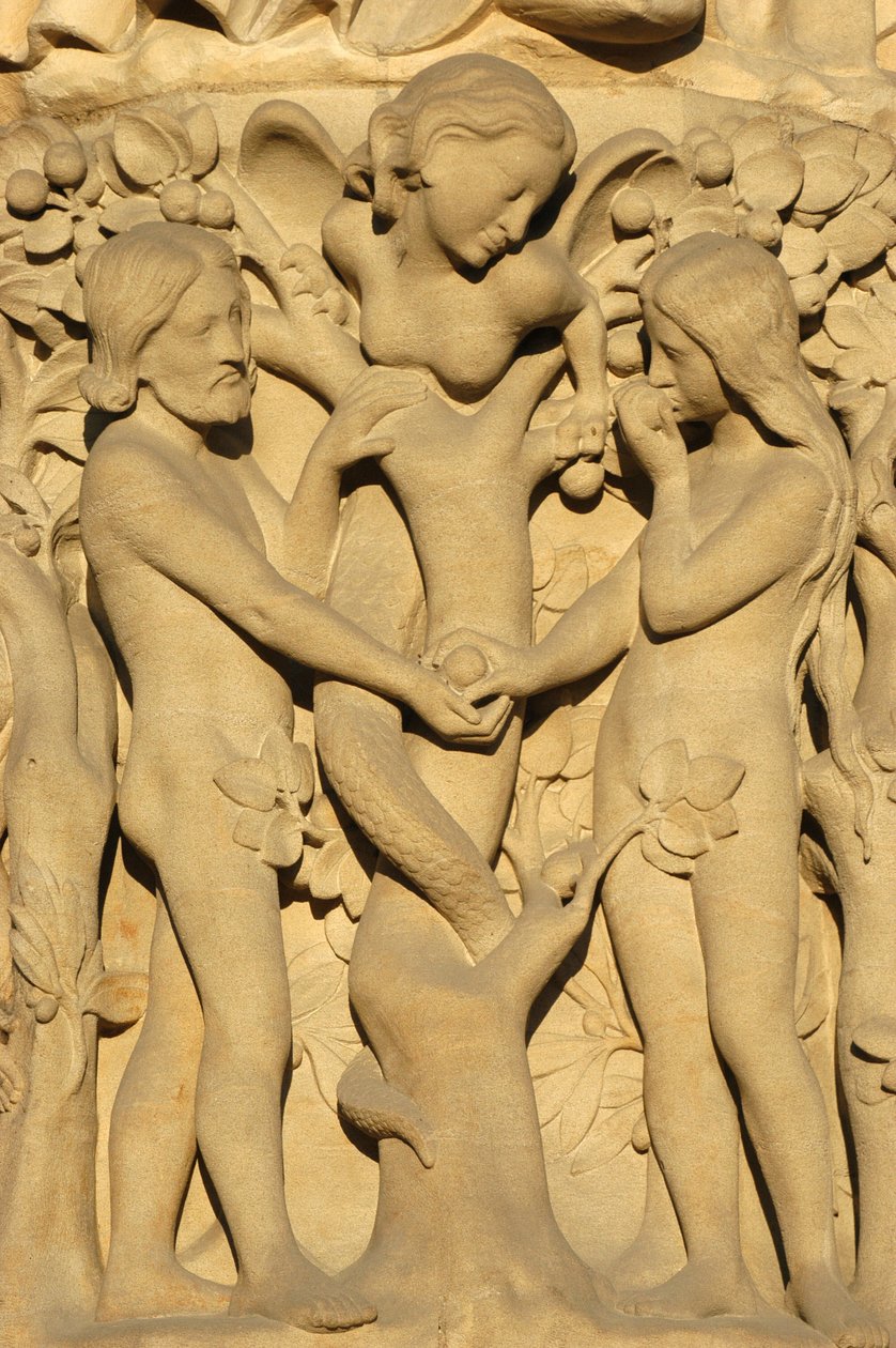 Catedral de Notre Dame de París, escultura: Adán y Eva, París, Francia de Unbekannt
