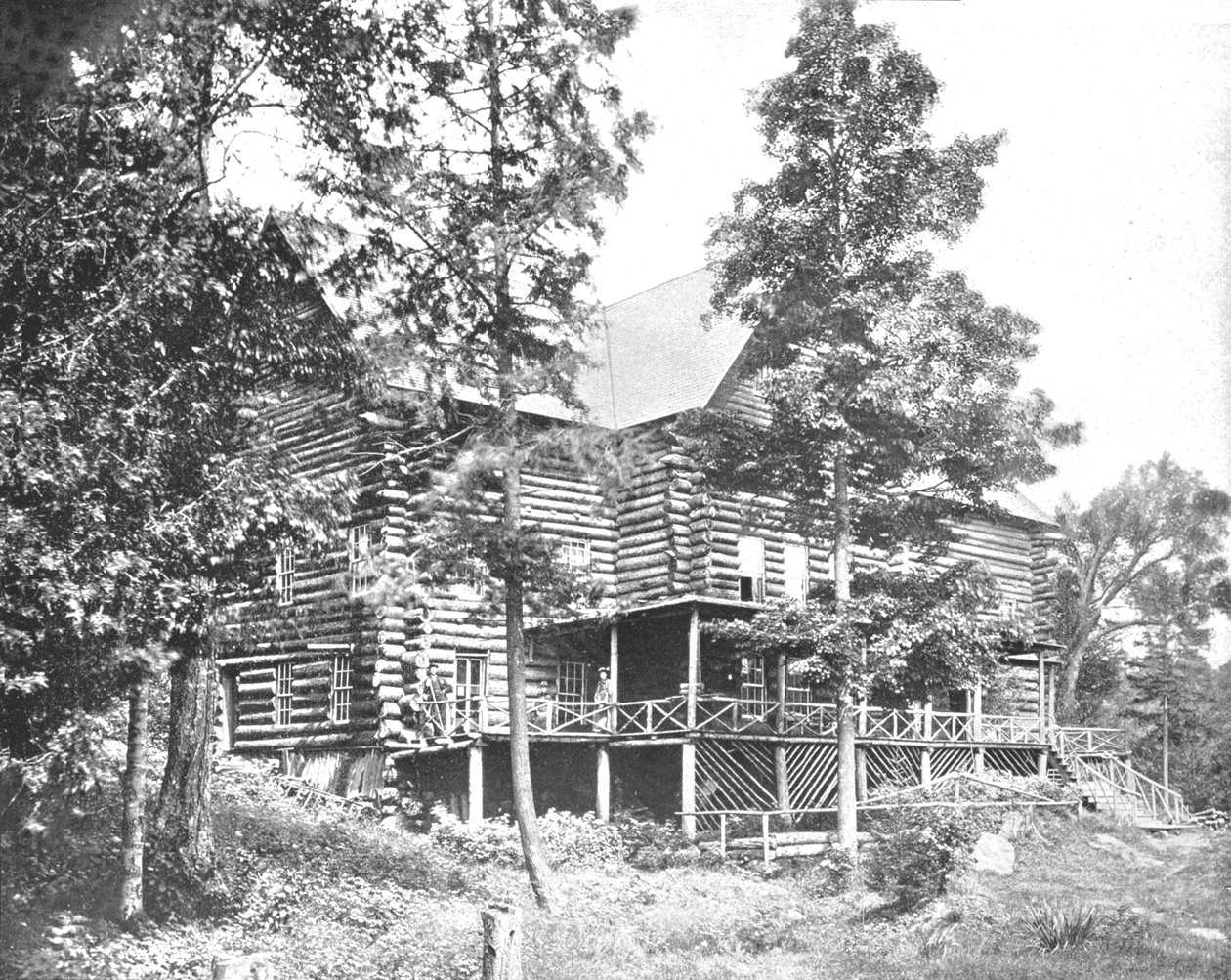 Vieja cabaña de troncos, Lake Placid, Adirondacks, Estado de Nueva York, EE.UU., c1900 de Unbekannt