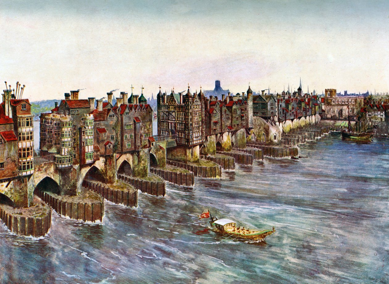 Puente de Londres antiguo, alrededor de 1630, c1900-1920 de Unbekannt