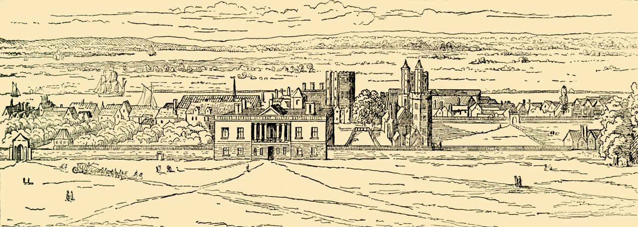 Vista Antigua del Palacio de Greenwich. Después de Hollar., c1878 de Unbekannt