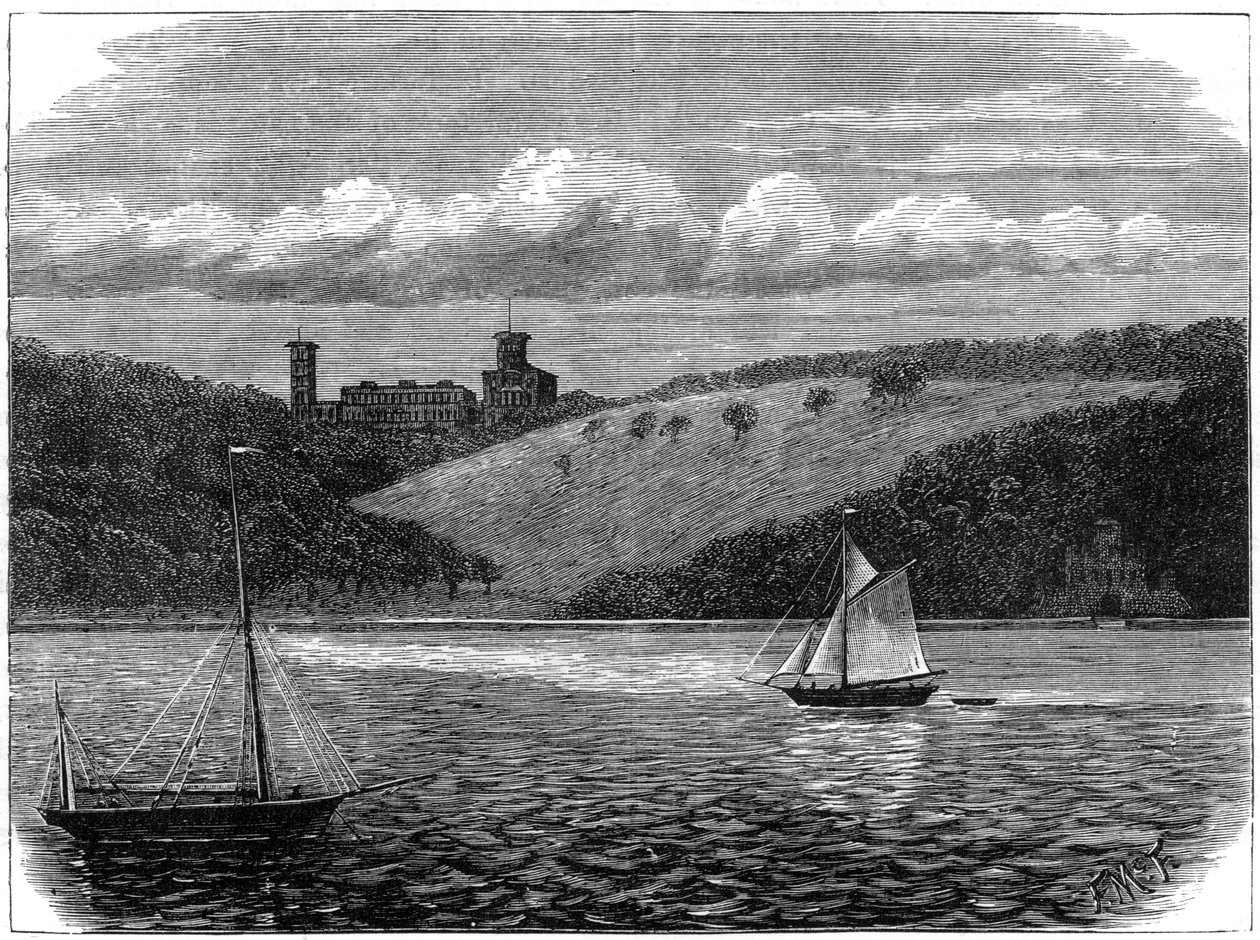 Osborne House, Isla de Wight, vista desde el mar, finales del siglo XIX de Unbekannt