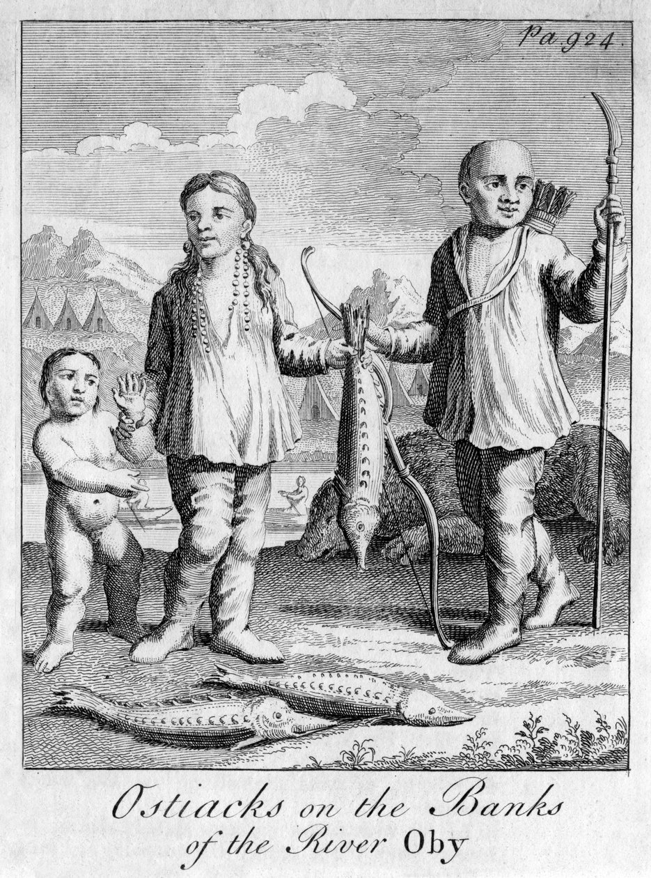 Ostiacks en las orillas del río Oby, c 1700 de Unbekannt