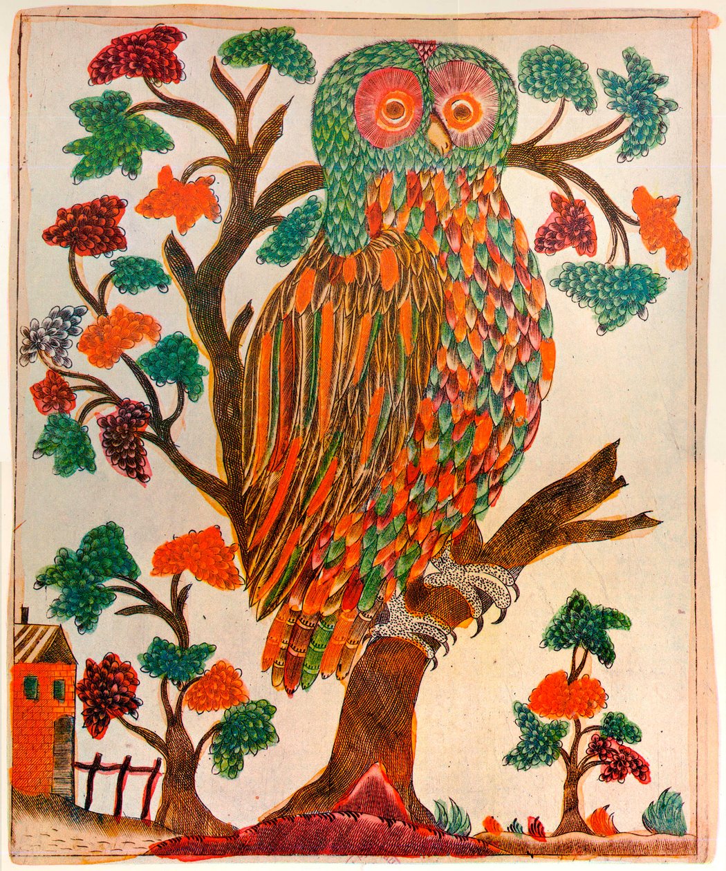 Búho, impresión Lubok, 1800 de Unbekannt