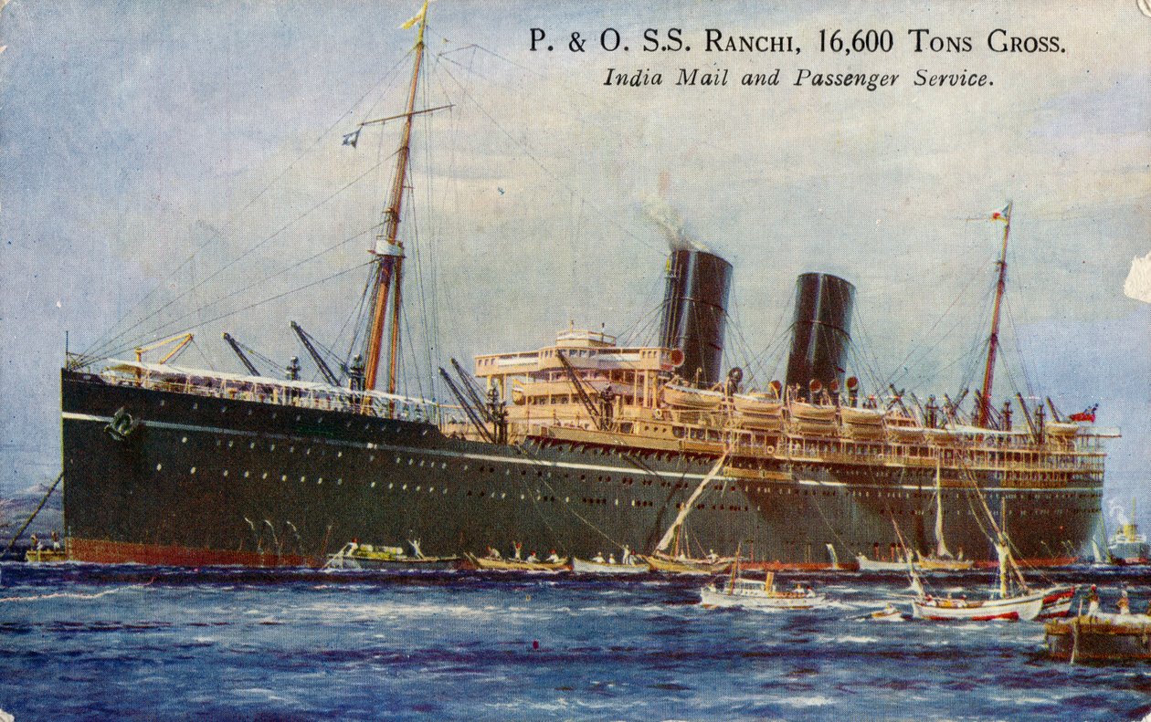 P. & O. S.S. Ranchi, 16,600 Toneladas Brutas, Servicio de Correo y Pasajeros de India, 1934 de Unbekannt