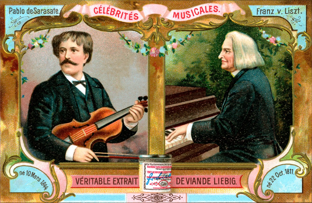 Pablo de Sarasate y Franz Liszt, c.1900 de Unbekannt