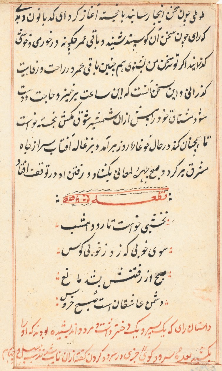 Página de Cuentos de un loro Tuti-nama: página de texto, c. 1560 de Unbekannt