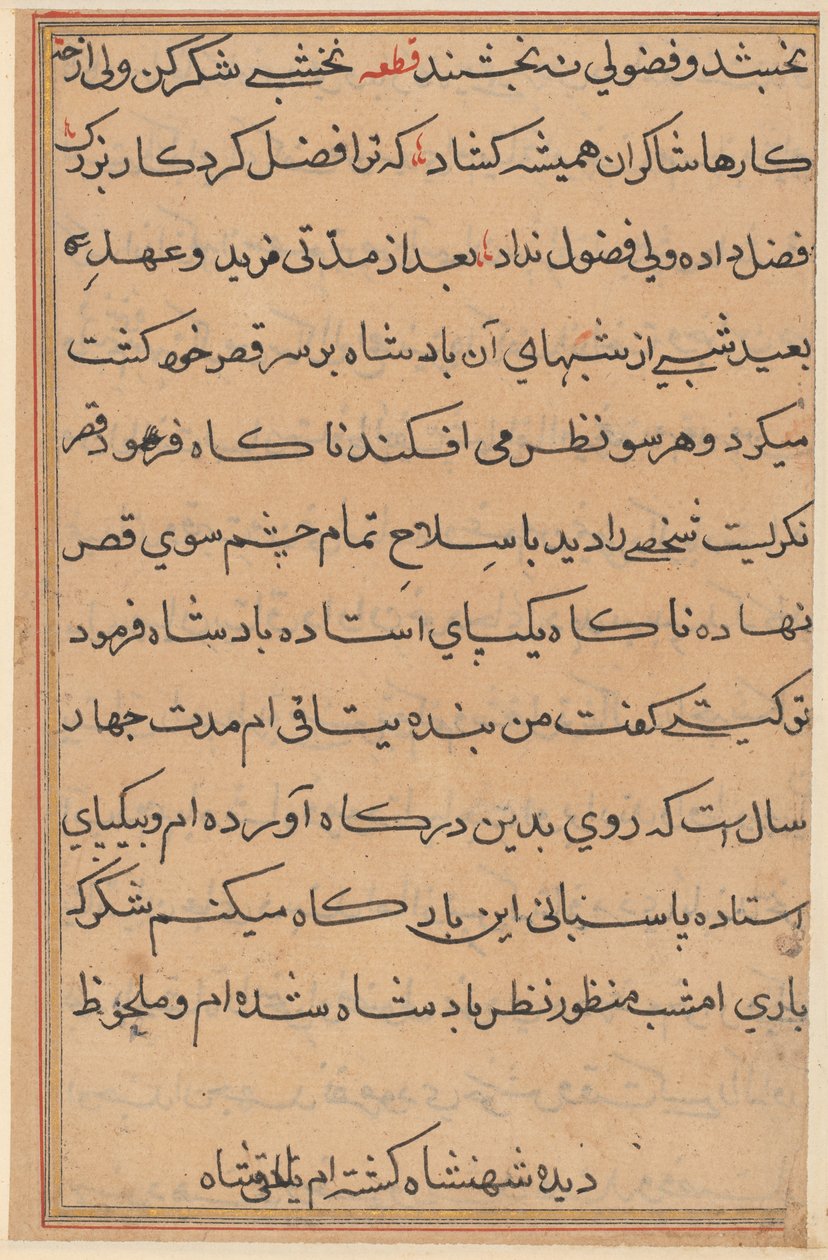 Página de Cuentos de un Loro Tuti-nama: página de texto, c. 1560 de Unbekannt