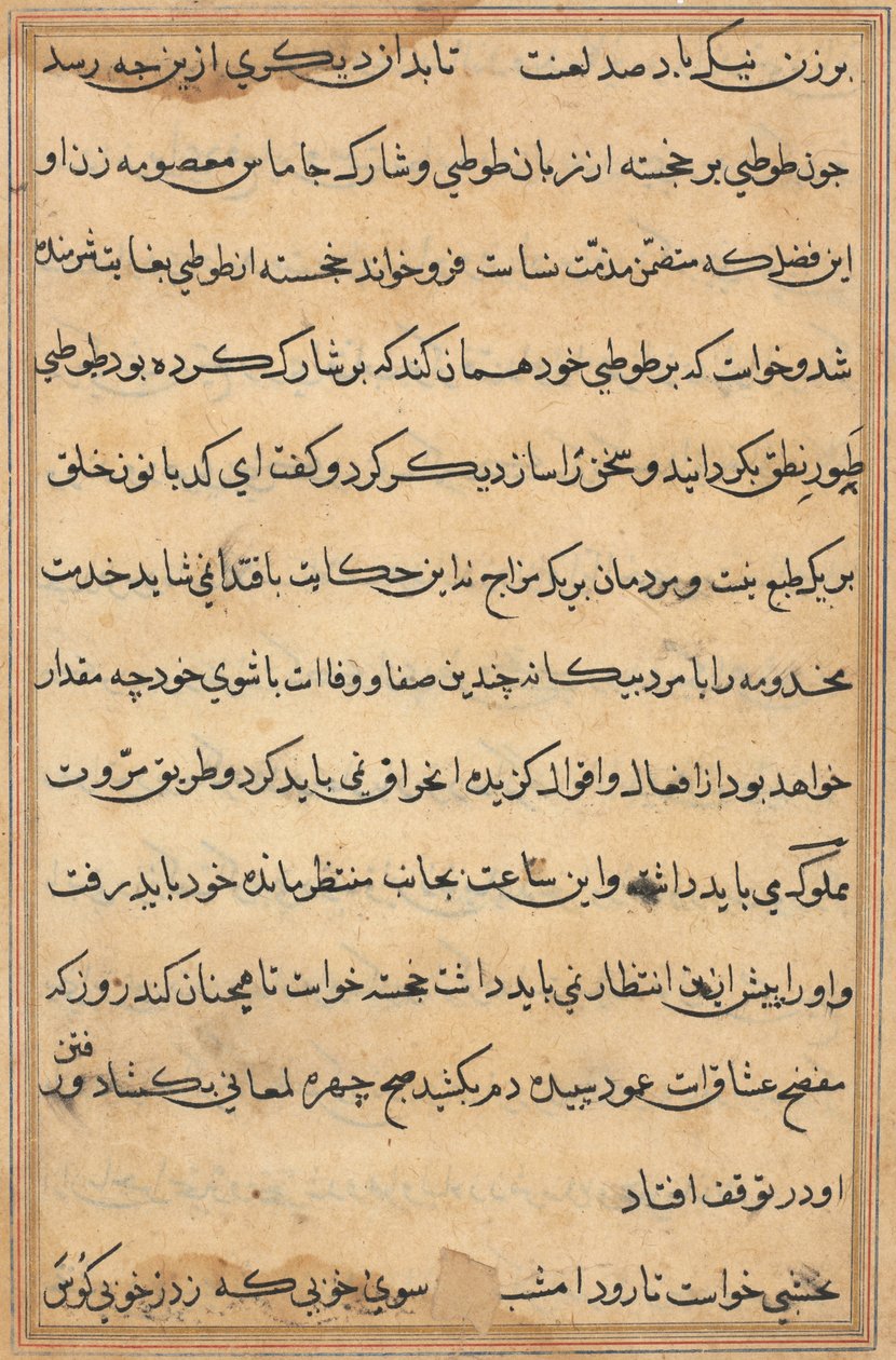 Página de Cuentos de un loro Tuti-nama: página de texto, c. 1560 de Unbekannt