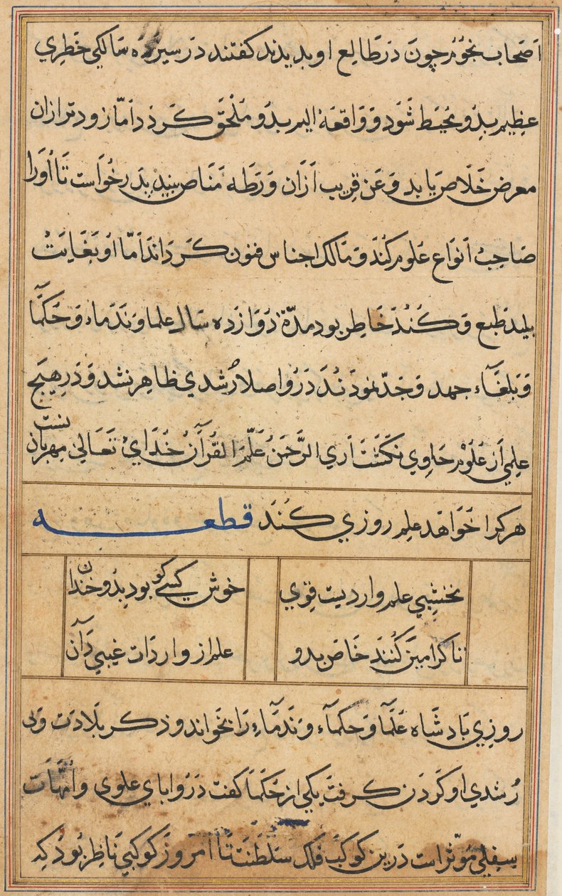 Página de Cuentos de un Loro Tuti-nama: página de texto, c. 1560 de Unbekannt