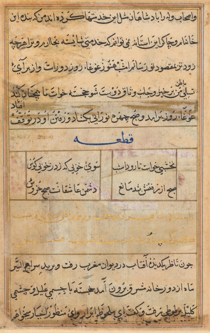 Página de Cuentos de un loro Tuti-nama: página de texto, c. 1560 de Unbekannt