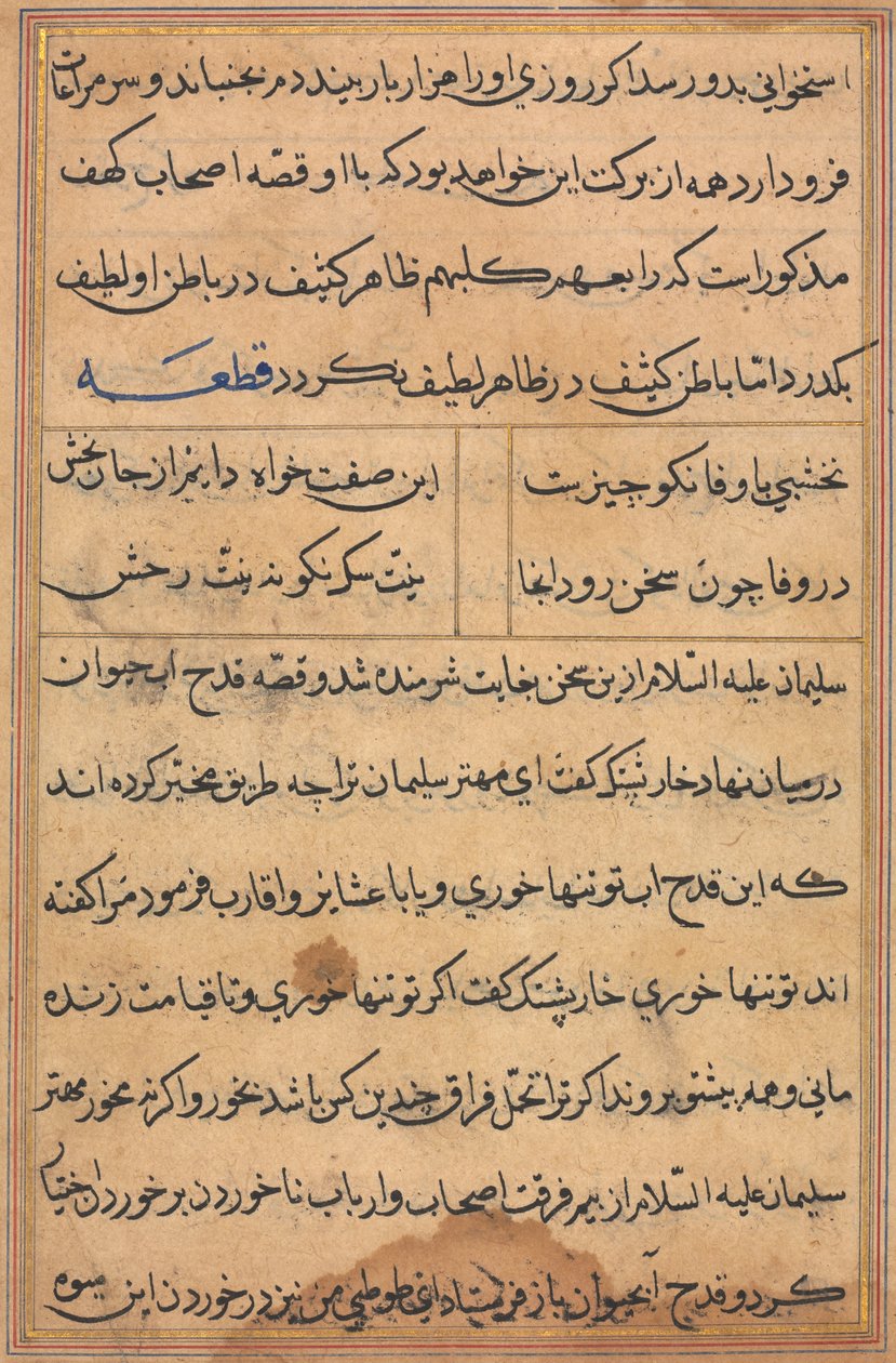 Página de Cuentos de un loro Tuti-nama: página de texto, c. 1560 de Unbekannt