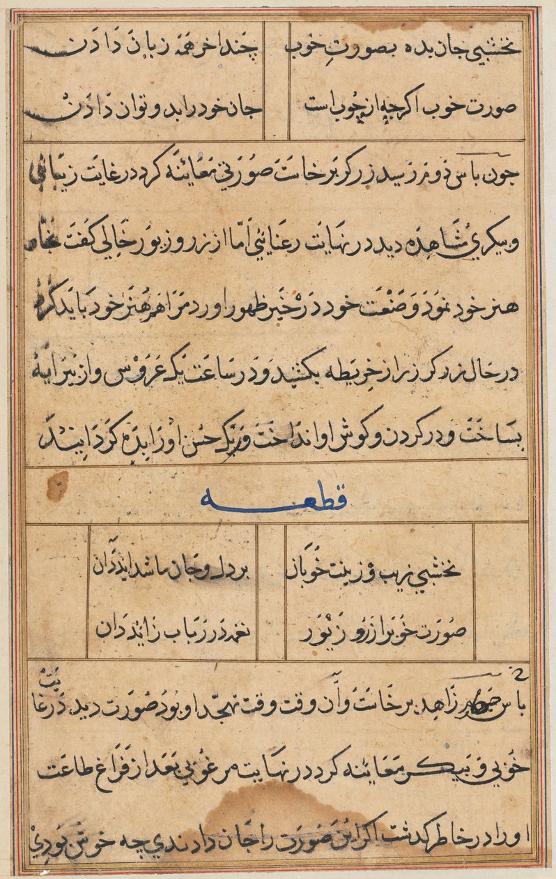 Página de Cuentos de un loro Tuti-nama: página de texto, c. 1560 de Unbekannt