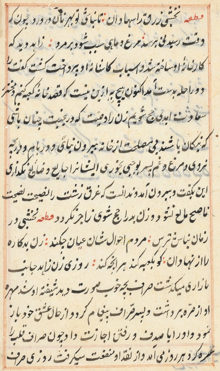 Página de Cuentos de un Loro Tuti-nama: página de texto, c. 1560 de Unbekannt