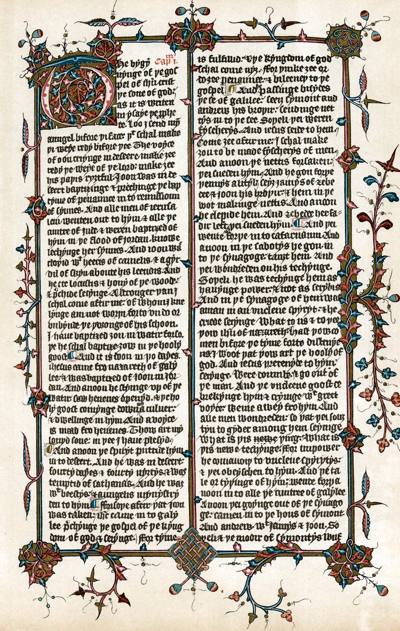 Página de la traducción de la Biblia de Wycliffe al inglés, c1400 de Unbekannt
