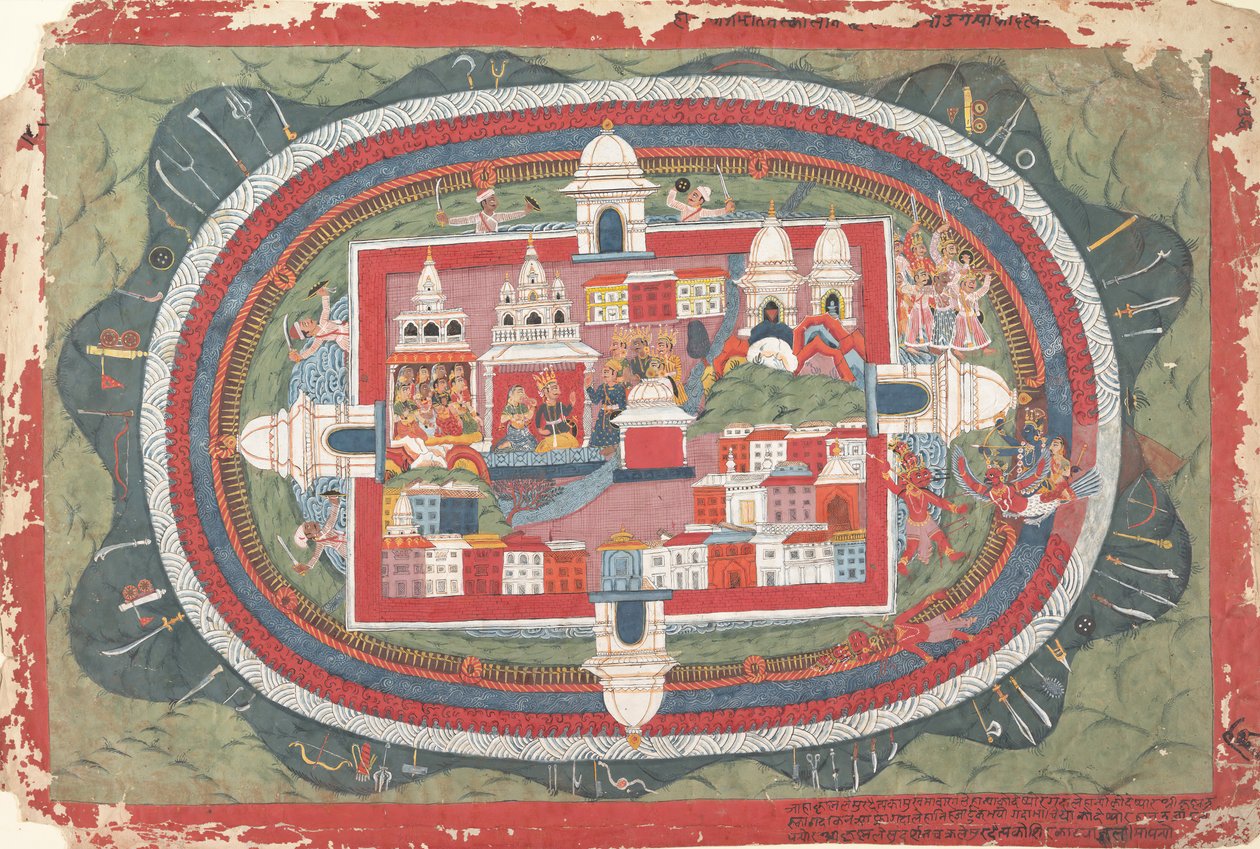 Página de un manuscrito disperso del Bhagavata Purana Vida de Krishna, ca. 1775 de Unbekannt