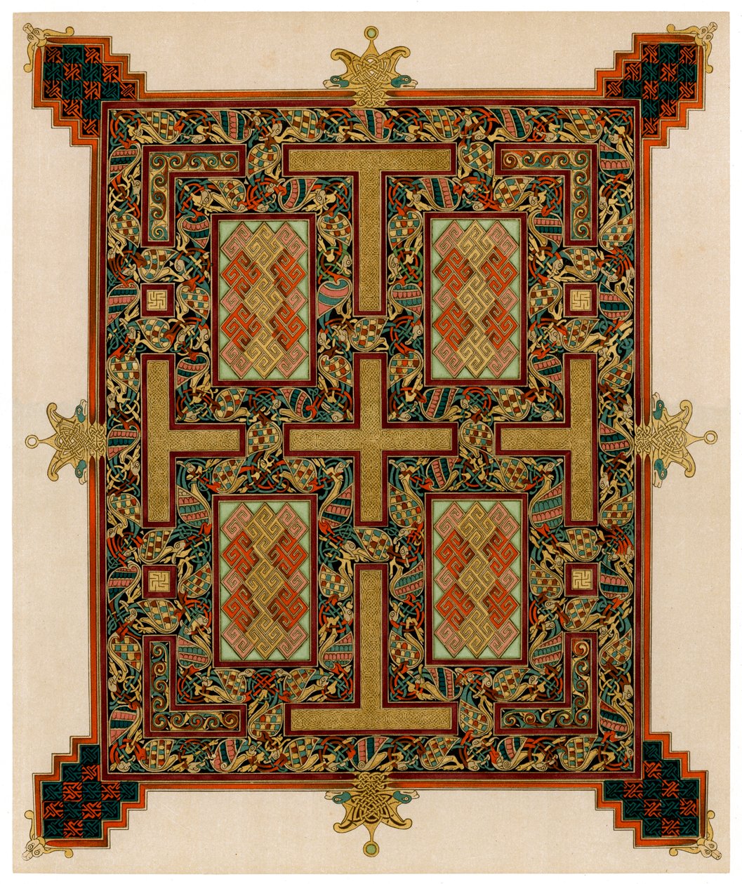 Página de los Evangelios de Lindisfarne, 710-721 d.C. de Unbekannt
