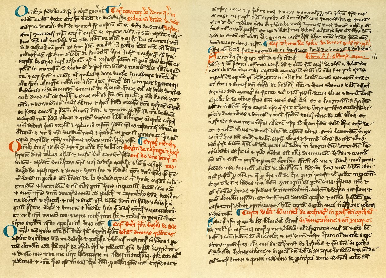 Páginas del cartulario de la Abadía de Osney, c1275 1886 de Unbekannt