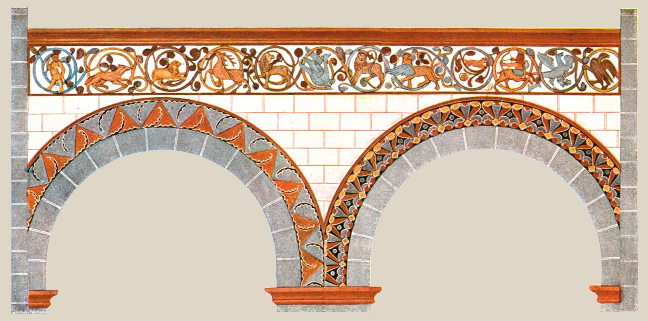 Decoración pintada en la nave de la iglesia de San Severus en Boppard, Alemania, 1928 de Unbekannt
