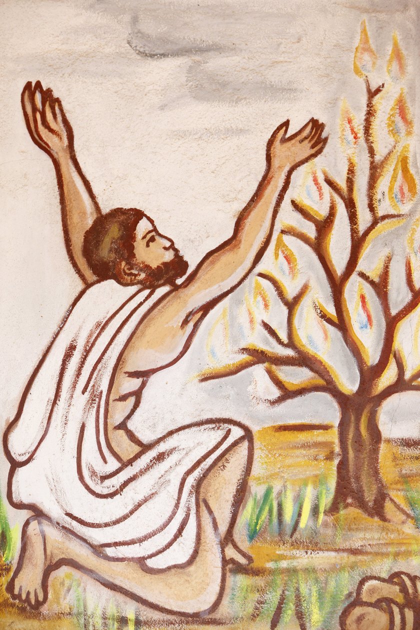 Pintura en la iglesia de Nuestra Señora de Togo: La zarza ardiente, Togoville, Togo de Unbekannt