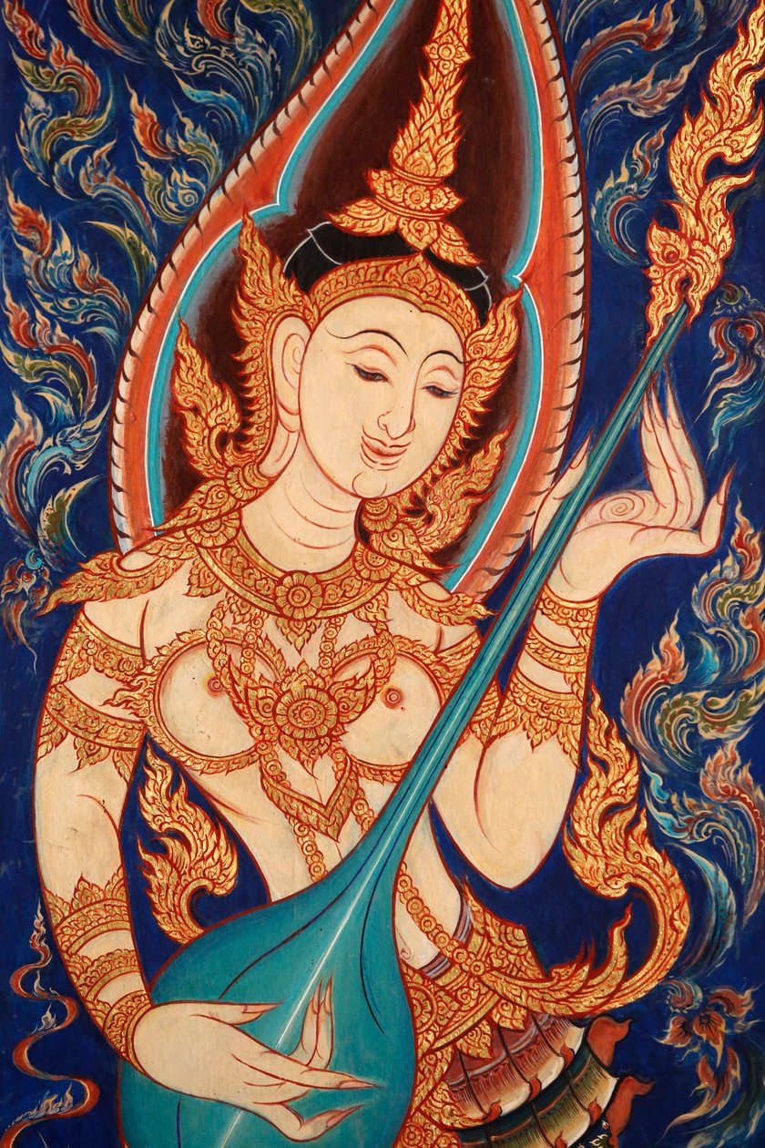 Pintura mostrando una apsara tocando música, Lecce, Italia de Unbekannt