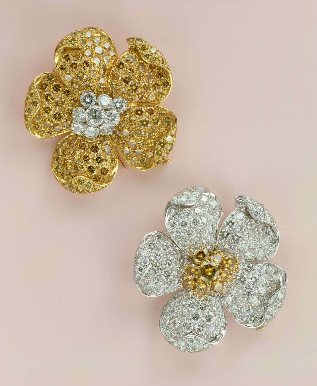 Par de broches de flores (diamante) de Unbekannt