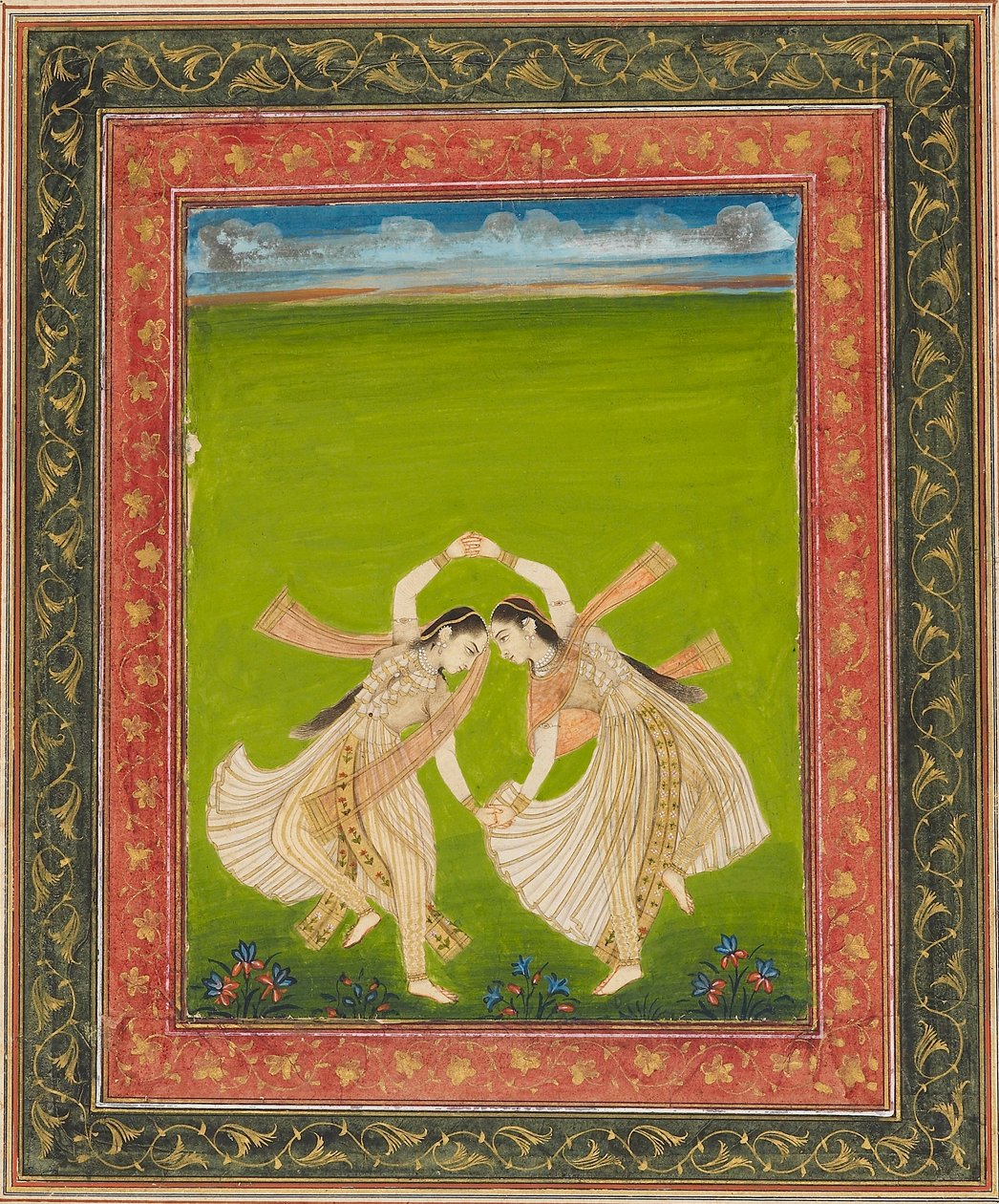 Par de niñas jugando phugadi, siglo XVIII de Unbekannt