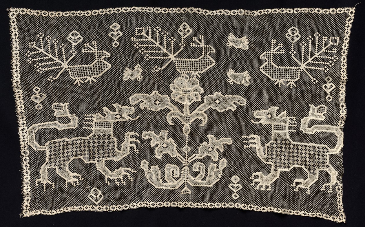 Panel con panteras, aves y motivos florales, siglos XVIII-XIX de Unbekannt