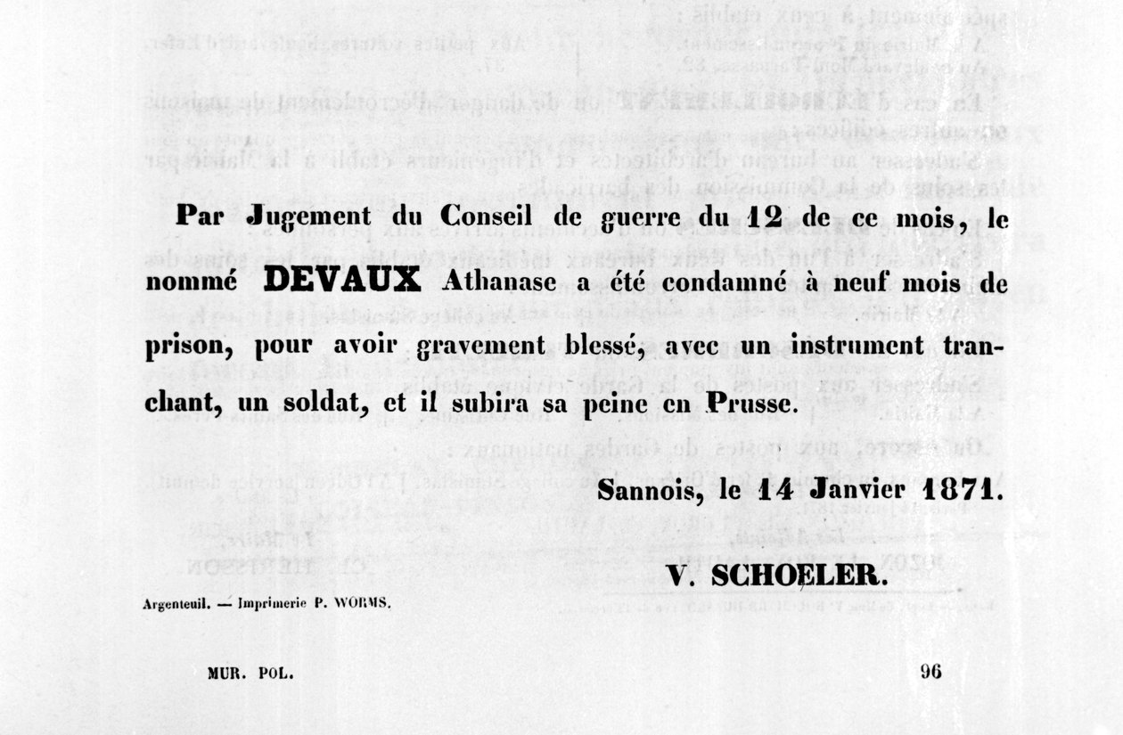 Por juicio del Consejo, de carteles políticos franceses de la Comuna de París, enero 1871 de Unbekannt