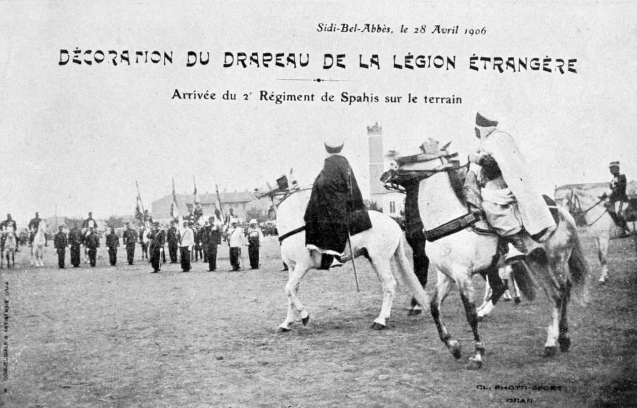Desfile de la bandera de la Legión Extranjera Francesa, Sidi Bel Abbes, Argelia, 28 de abril de 1906 de Unbekannt