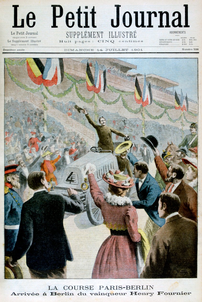 Carrera París Berlín, Llegada del ganador Henry Fournier, 1901 de Unbekannt