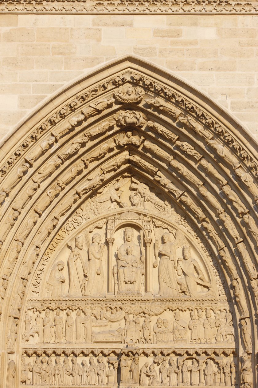 Catedral de Notre Dame de París ala oeste: puerta de Santa Ana, París, Francia de Unbekannt