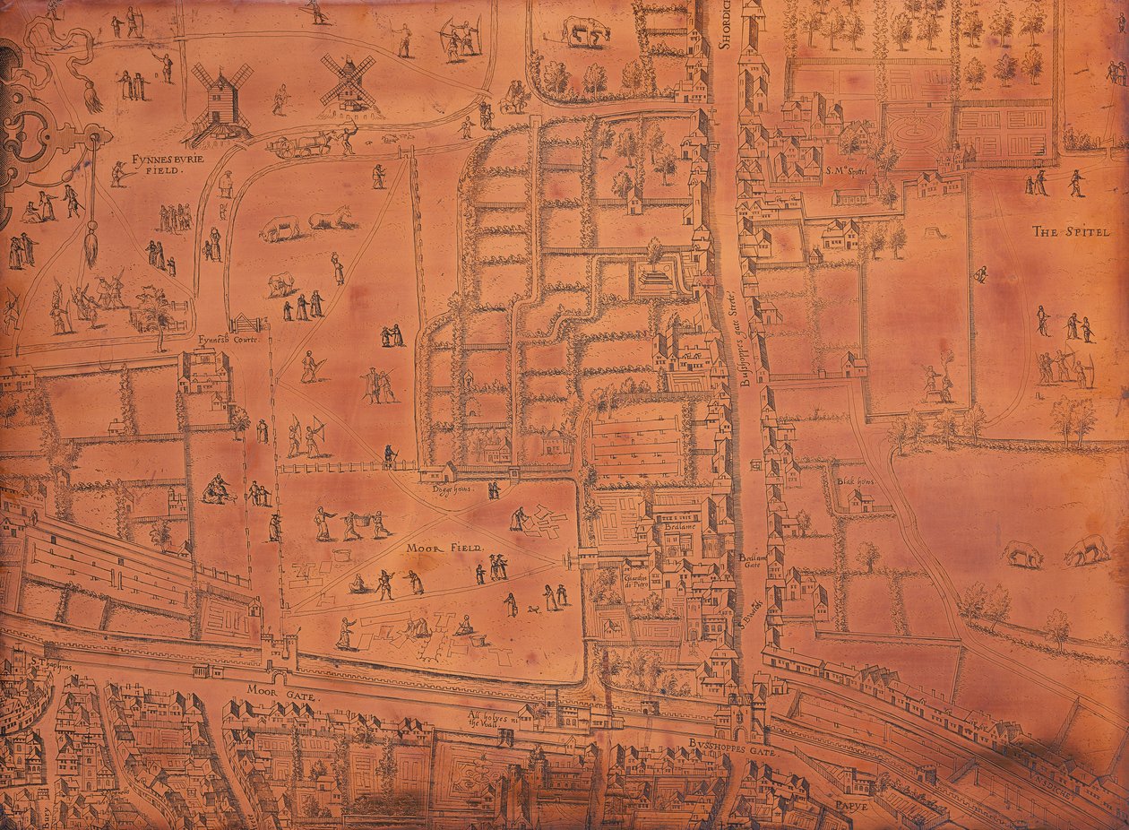 Parte de un mapa de Londres, c1553-c1559 de Unbekannt