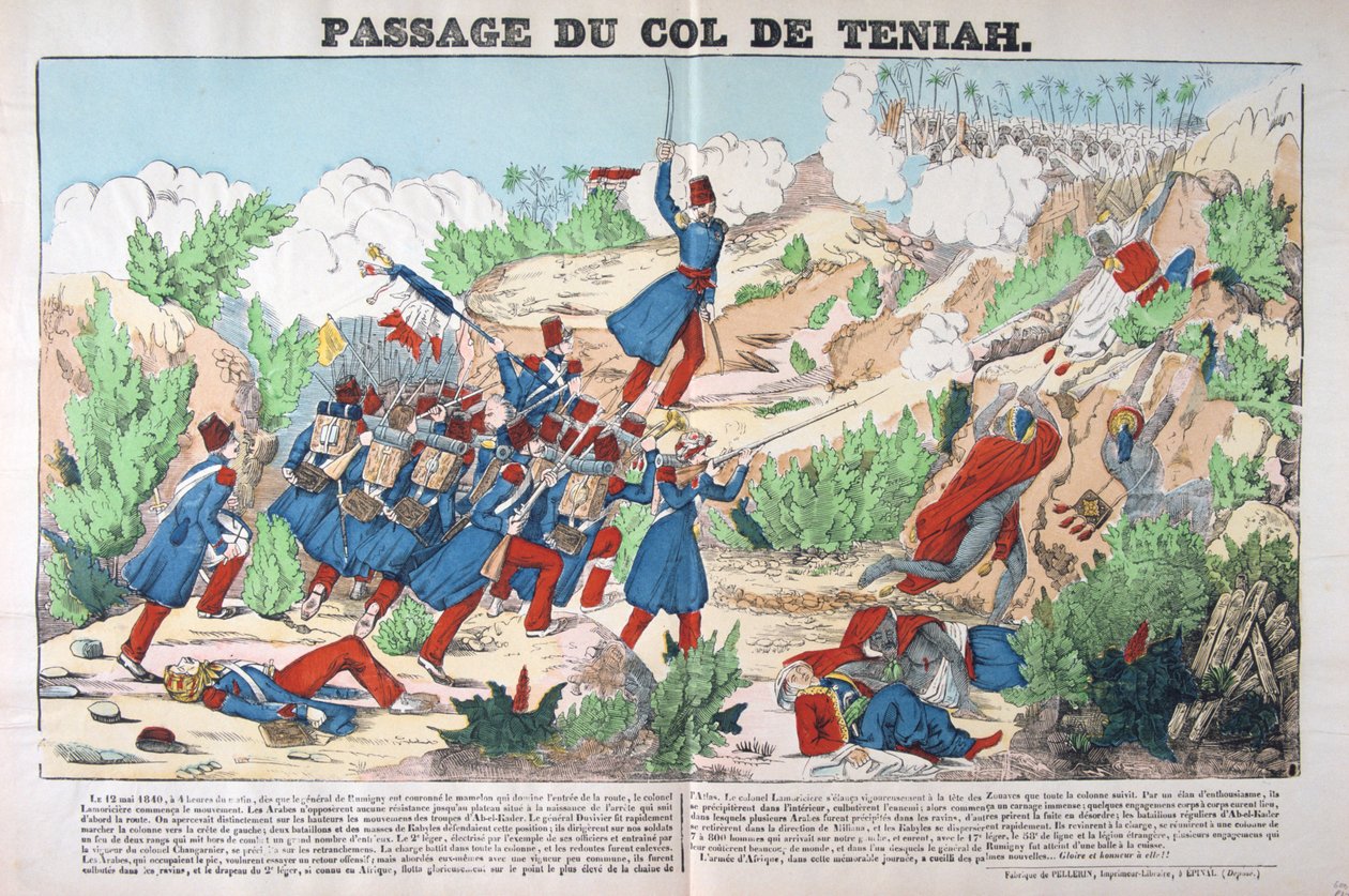 Paso del Col Teniah, conquista de Argelia, 12 de mayo de 1840, Francia siglo XIX de Unbekannt
