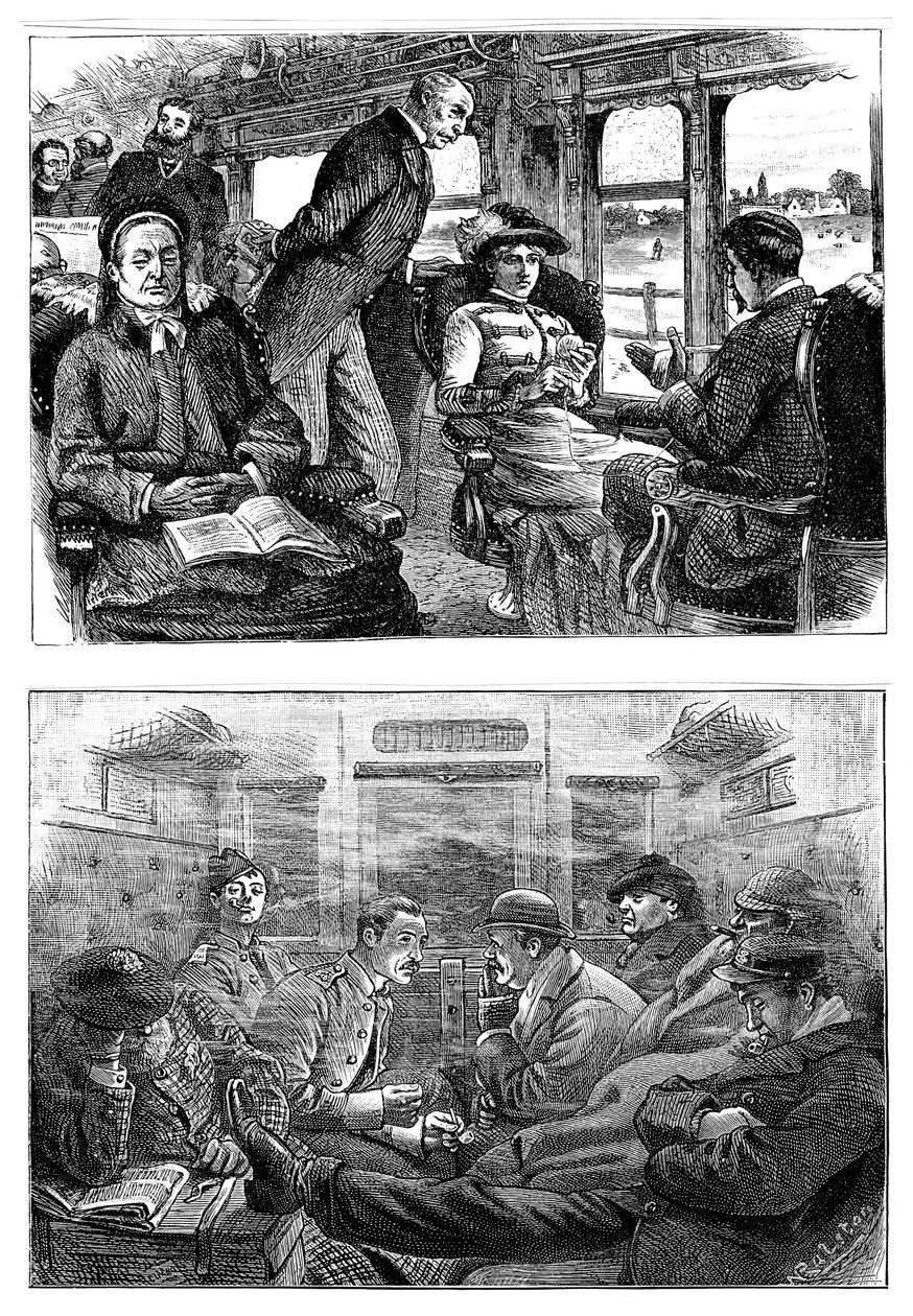 Pasajeros en un tren de Londres a Glasgow, 1884 de Unbekannt