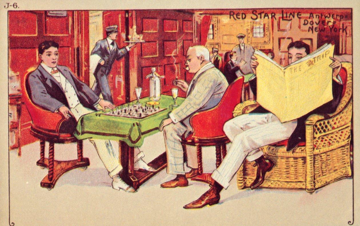 Pasajeros relajándose a bordo de un transatlántico Red Star, 1907 de Unbekannt