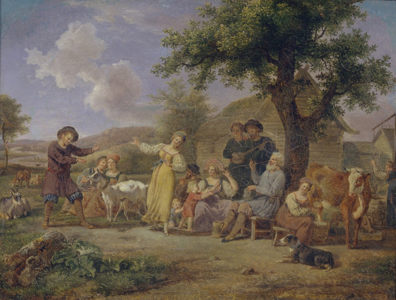 Campesinos festejando, segunda mitad del siglo XVIII de Unbekannt