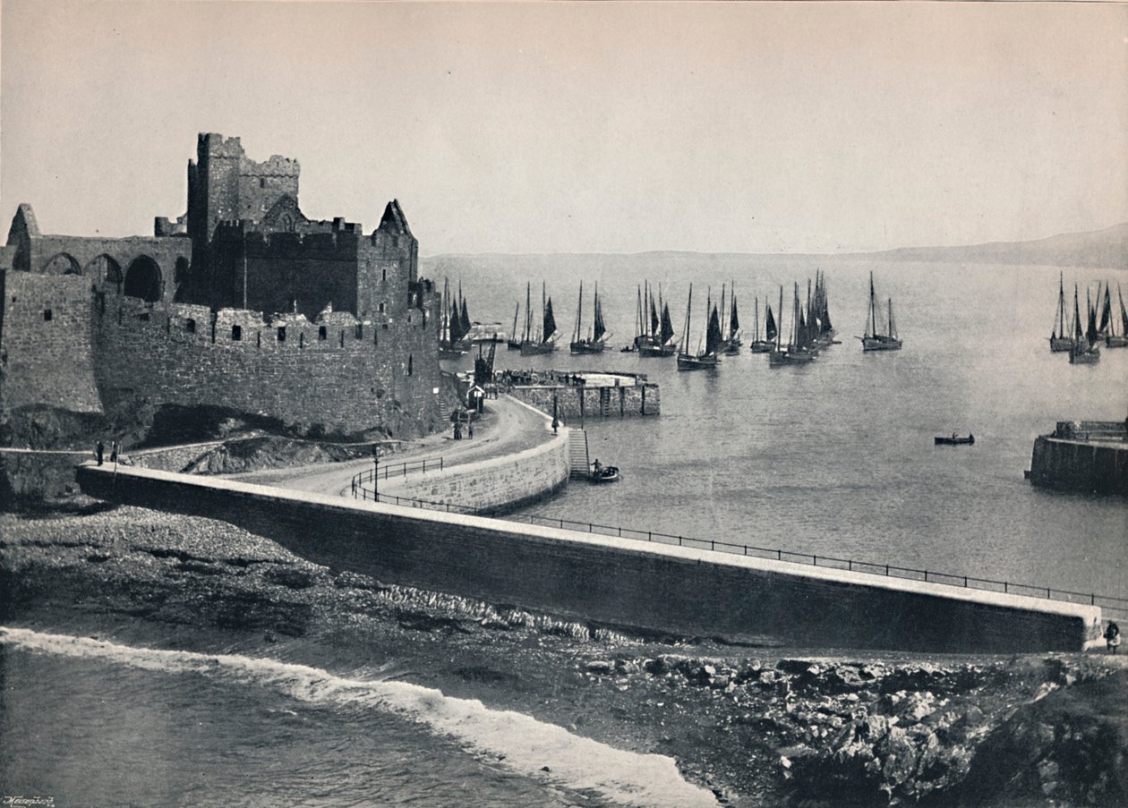 Peel - El viejo castillo y el puerto, 1895 de Unbekannt