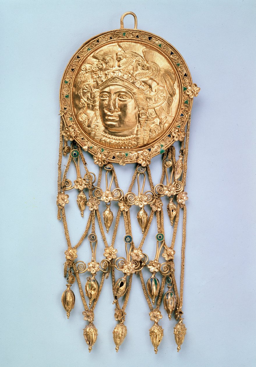 Colgante con cabeza de Atenea Partenos, principios del siglo IV a.C. de Unbekannt