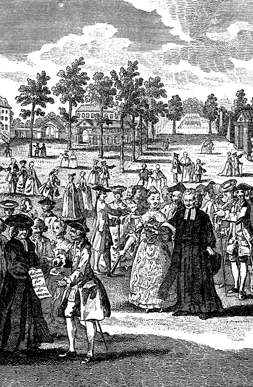 Personas en los jardines de una casa señorial, siglo XVIII de Unbekannt