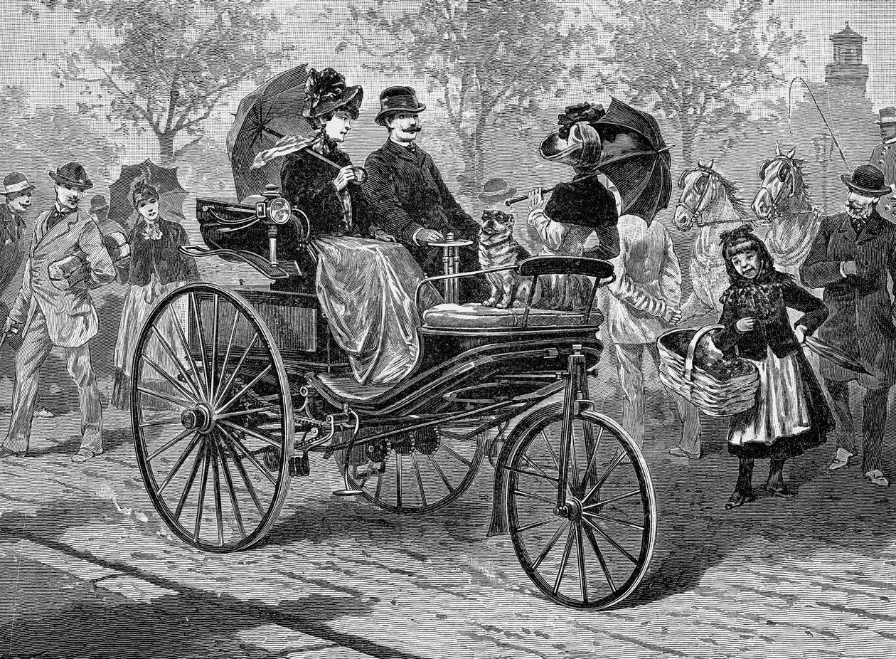 Coche impulsado por gasolina de Benz & Co., capaz de 16 km por hora, c1890s de Unbekannt