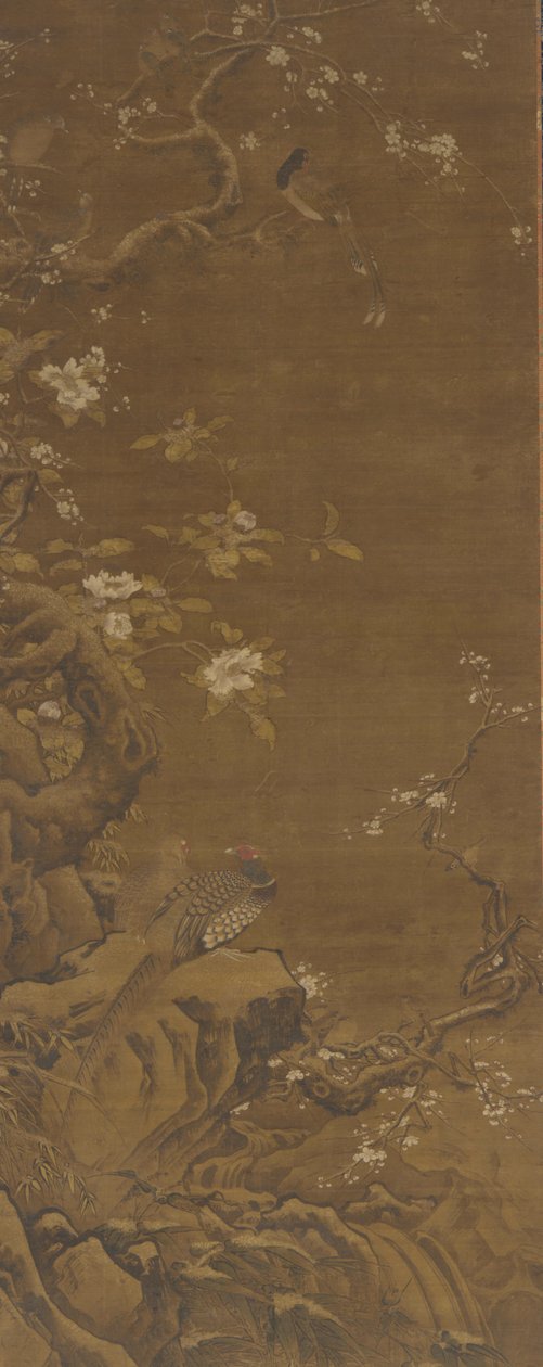 Faisanes y flores de ciruelo cubiertas de nieve, dinastía Ming o Qing, siglos XV-XVIII de Unbekannt